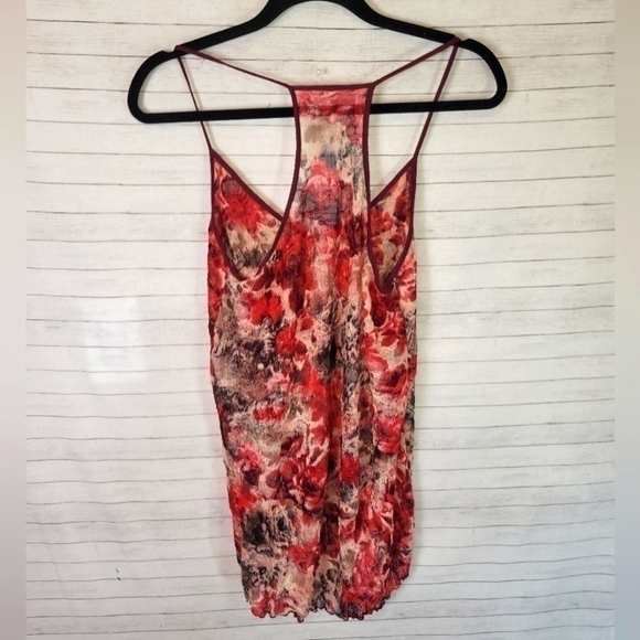 FREE PEOPLE FLORAL SHEER MESH RACER BANK CAMISOLE TANK TOP, SZ SMALL - Picture 6 of 8